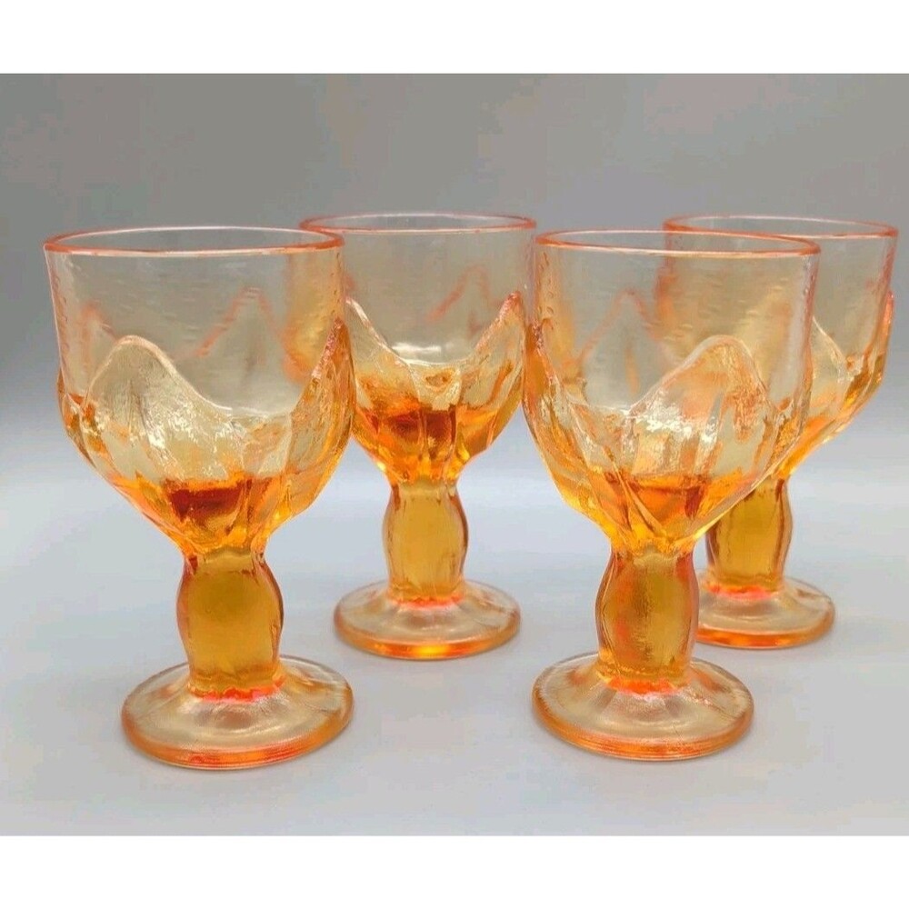 Vintage Tiffin Franciscan Cabaret Persimmon Wine Goblets 5.5" Set of 4 MCM